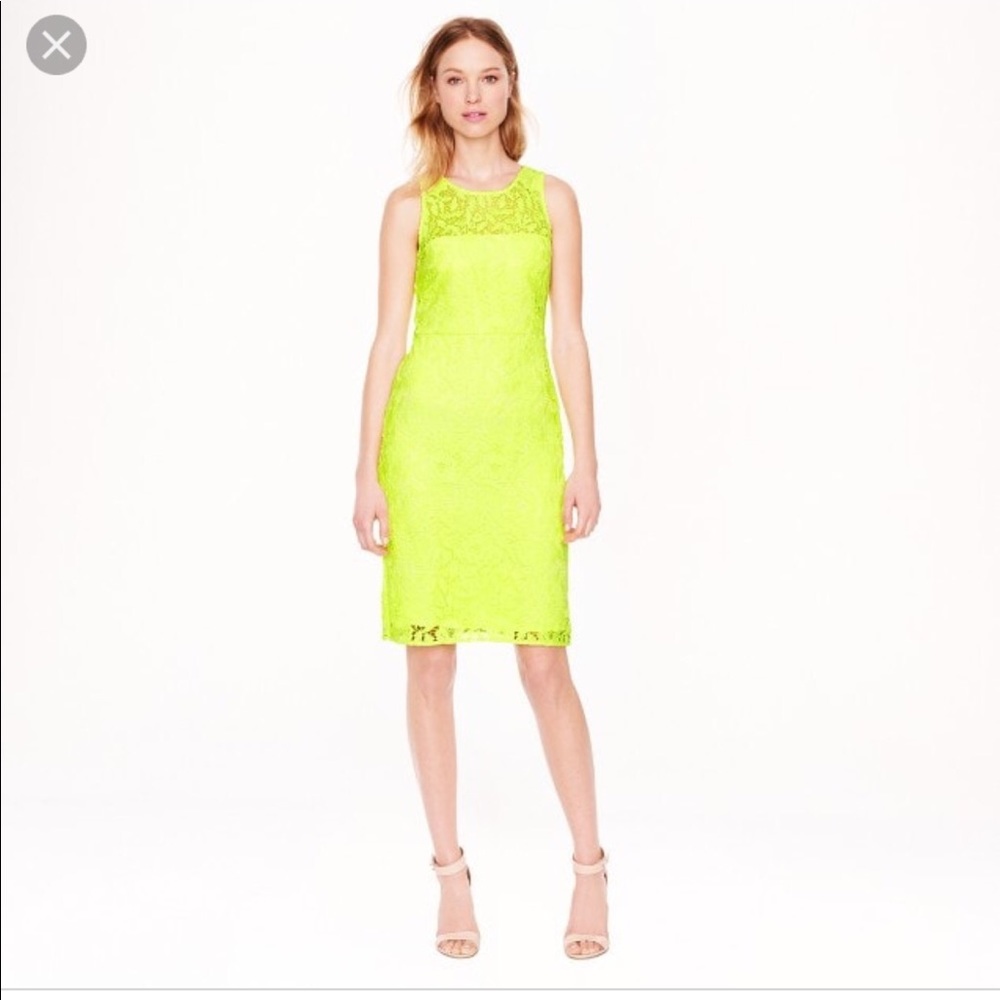 J. Crew Lace sheath dress in neon citrus